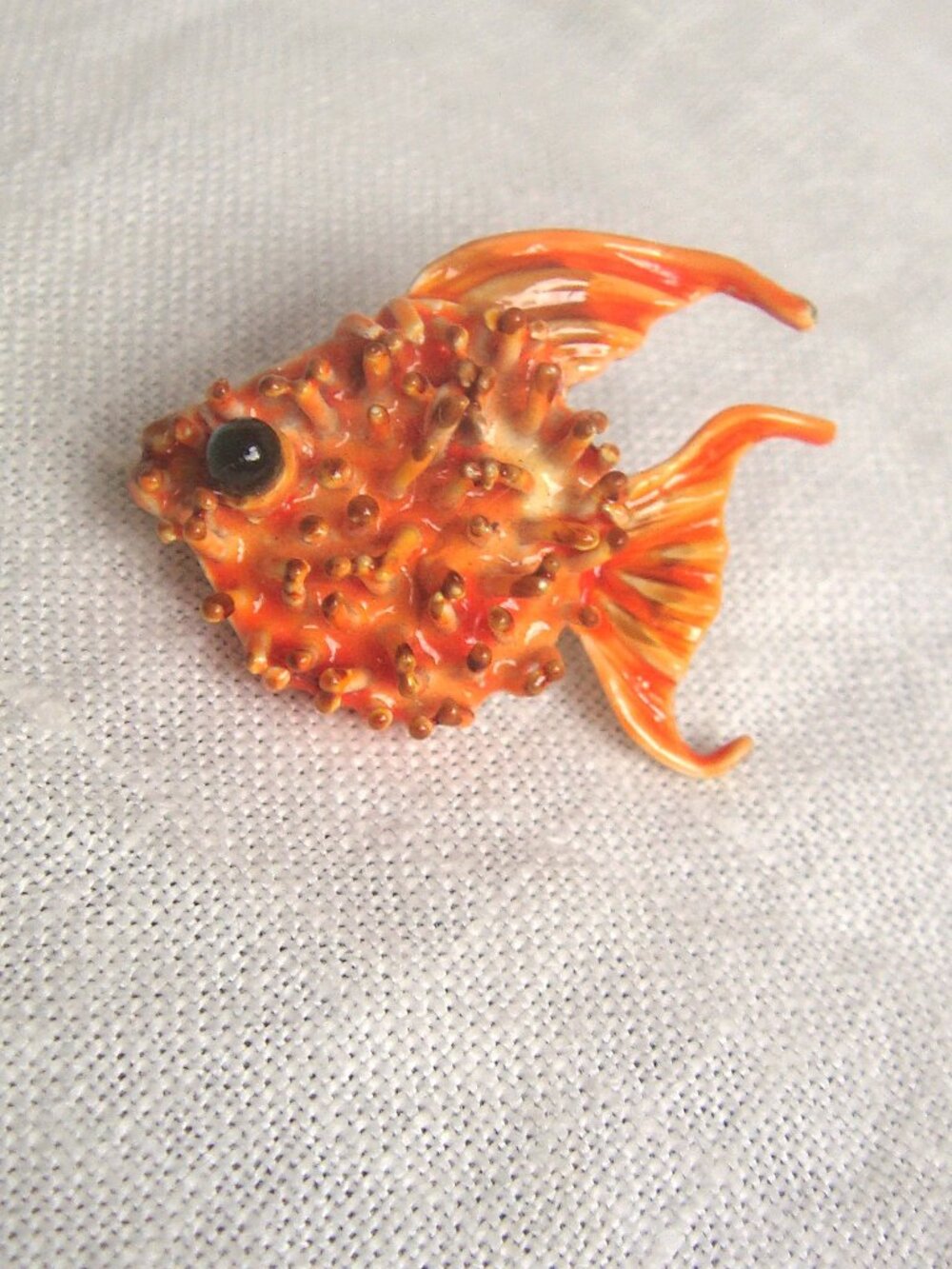 Vintage Original by Robert Enameled Orange Angel Fish Costume Brooch Rare